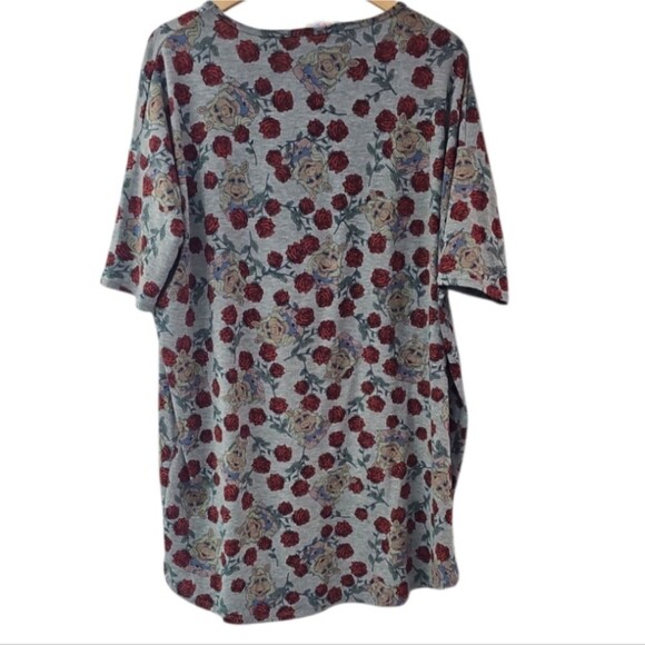 LuLaRoe Disney Irma Tunic Sz L Miss Piggy Rose Floral Vintage Inspired Print Tee - Picture 2 of 12